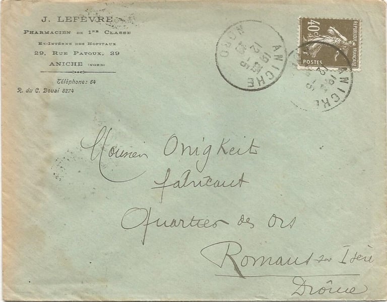 Gemäß dem Tarif vom 1. Mai 1926 betrug das Porto für einen Brief bis 20 g 40 Centimes.