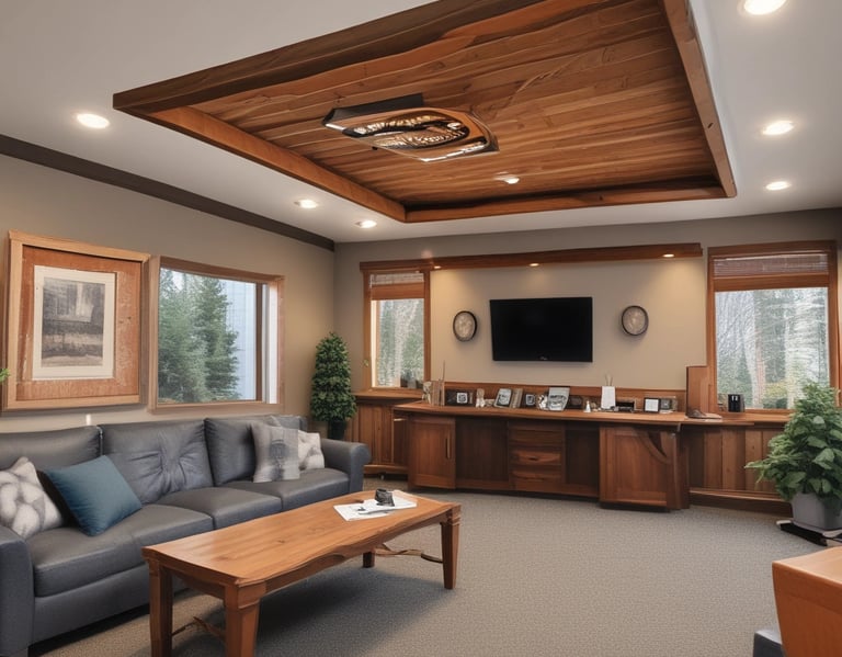 A welcoming office reception area with a Synergy Solutions Northwest, LLC sign on the wall.