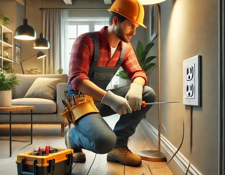 ev ve iş yerlerinde montaj yapan usta görseli-yakın elektrikçi-nöbetçi elektrikçi görseli