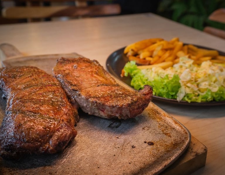 Corte de Carne en el restaurante La Martina en Salento Quindio