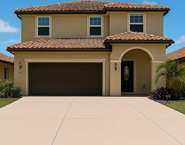 a house with a two driveway car