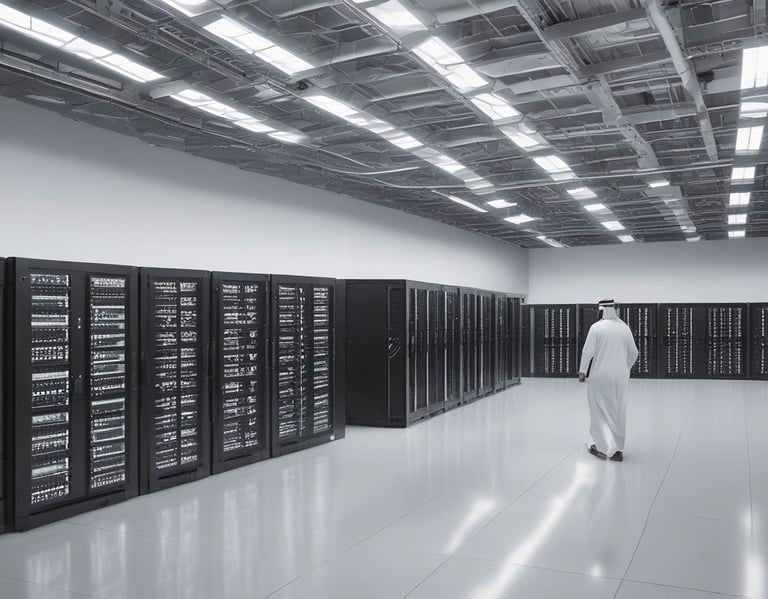 A sleek dark-themed control room with glowing monitors displaying network security data.