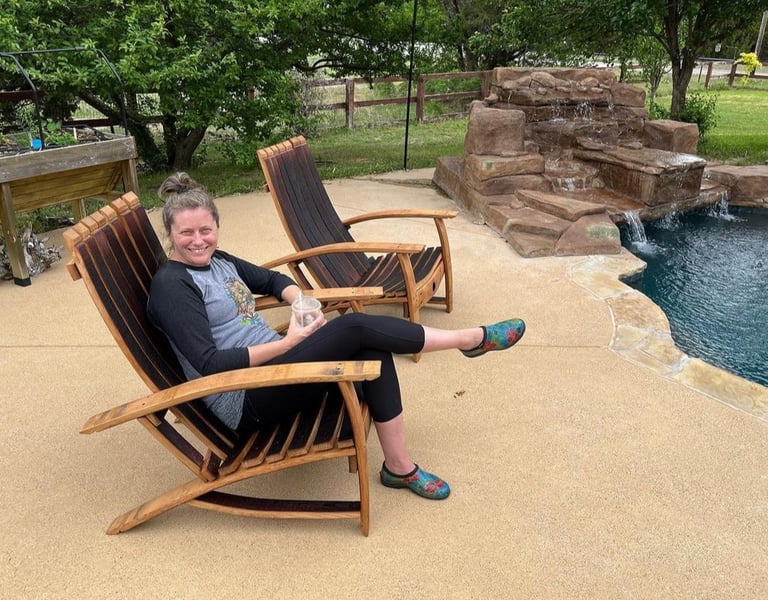 customer in barrel chair