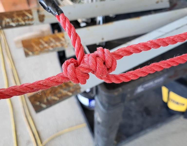 Tautline Hitch used as a construction barrier
