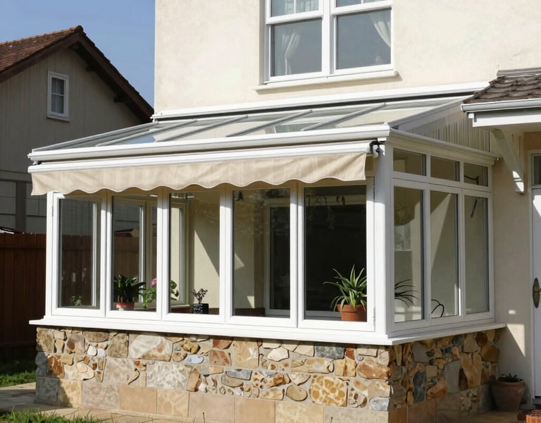 Steuerung des Sonnenschutzes für einen Wintergarten.