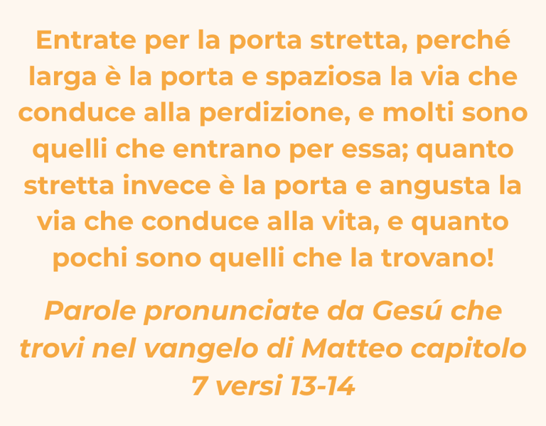 testo che rappresenta la parabola della porta stretta e della porta larga 