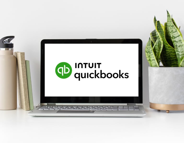 Laptop displaying the QuickBooks logo, representing expert QuickBooks setup for small businesses.