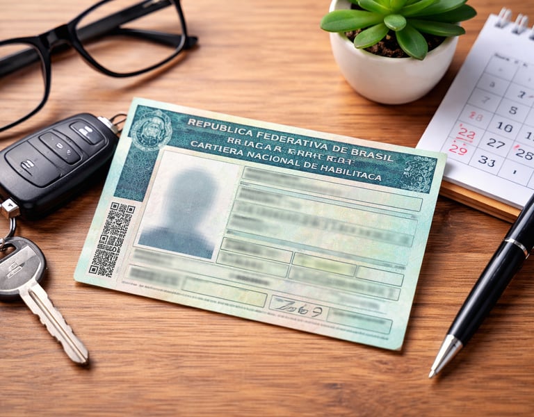 Prazo da CNH para motoristas acima de 50 anos destacado em calendário