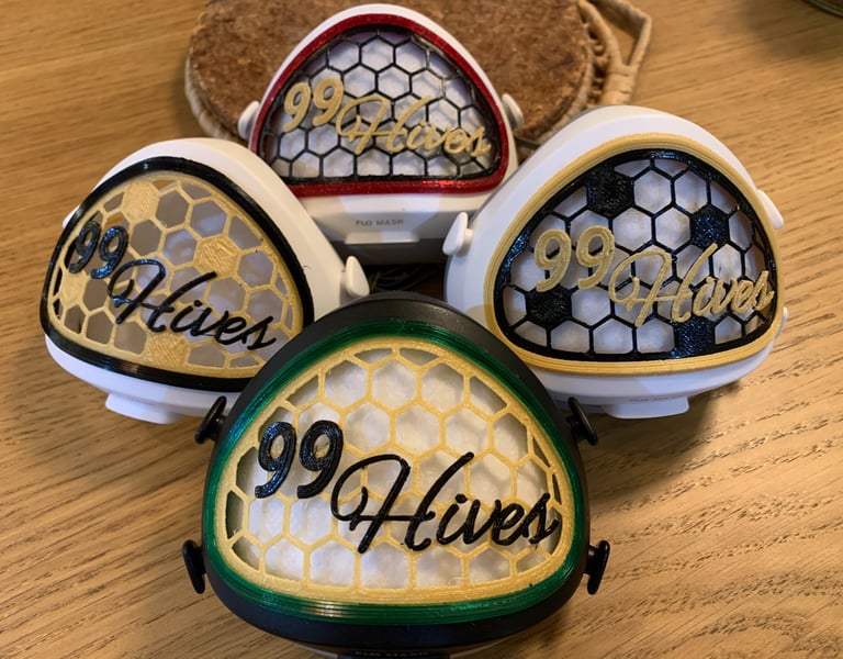 flo-76: Flomasks with 99Hives logo decoration
