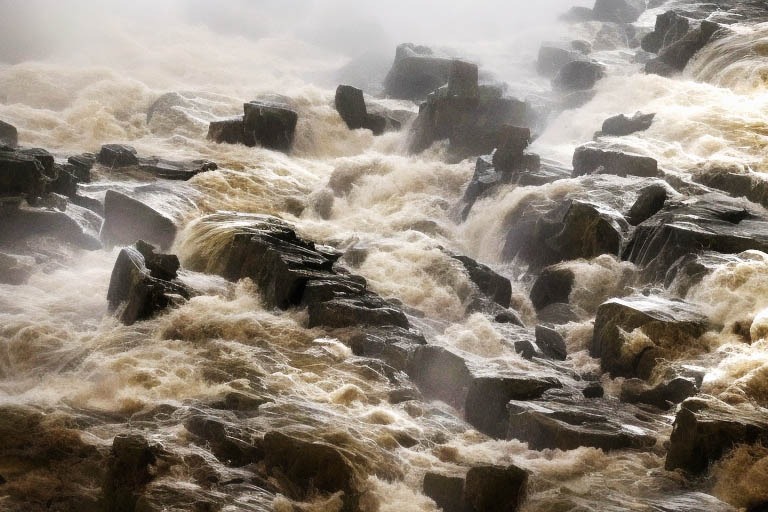agua intensa arroya piedras en un rio