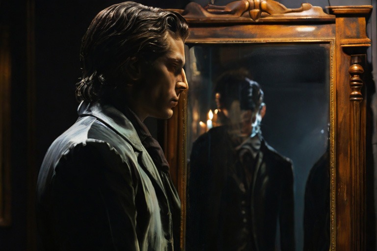 hombre elegante refleja su monstruo interior