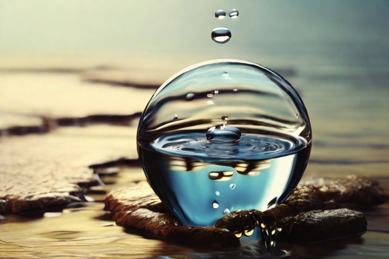 esfera de agua socaba la piedra