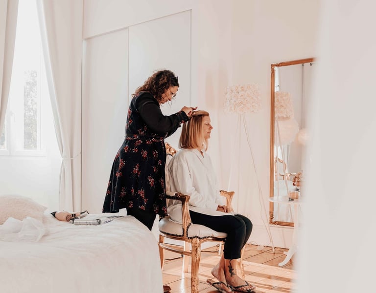 preparation coiffure mariage