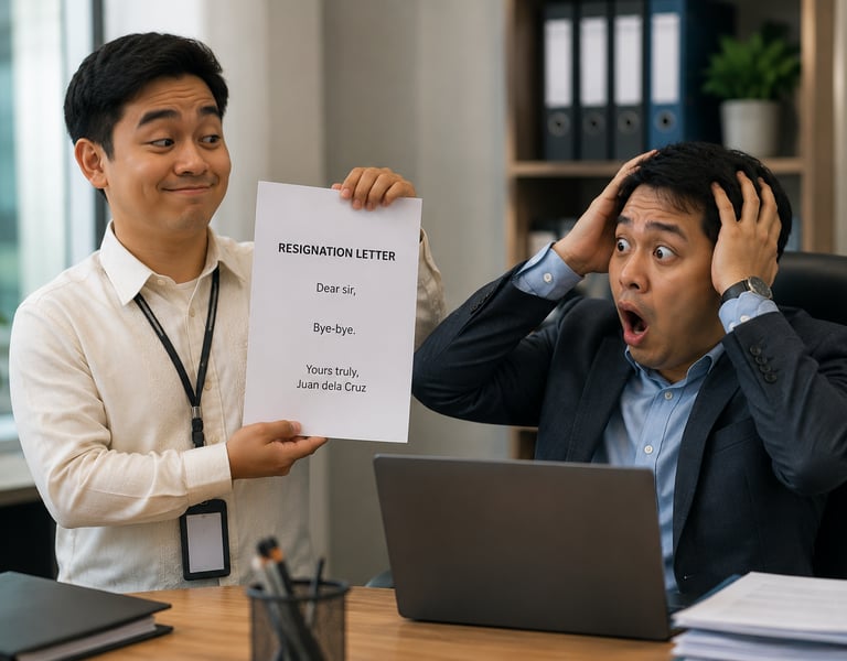 Employee presenting his resignation letter