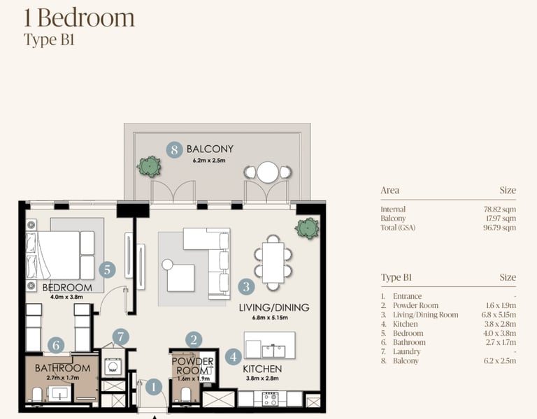 nawayef park views 1 bedroom plan