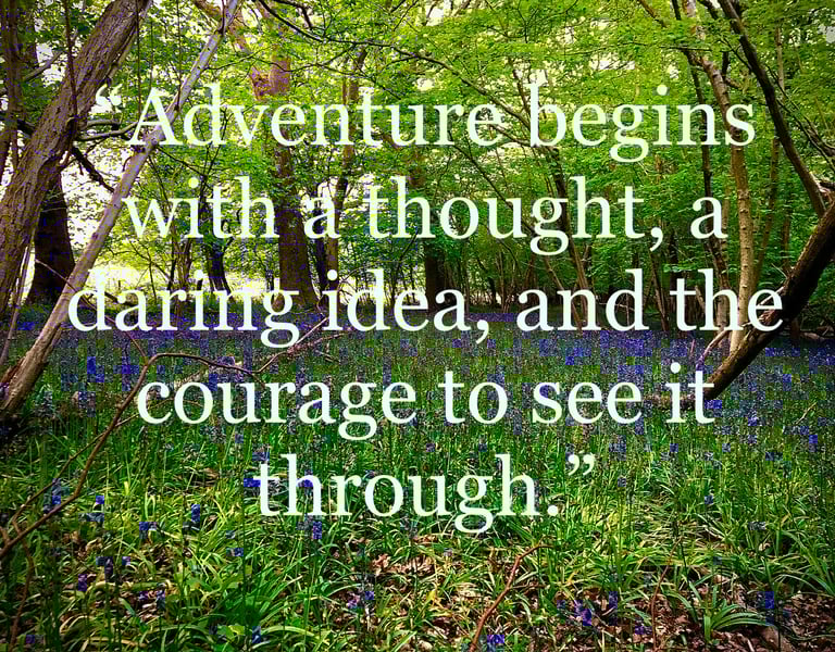 nature forest travel qoutes ädventure begins with a thought, a daring idea, and the courage to see i