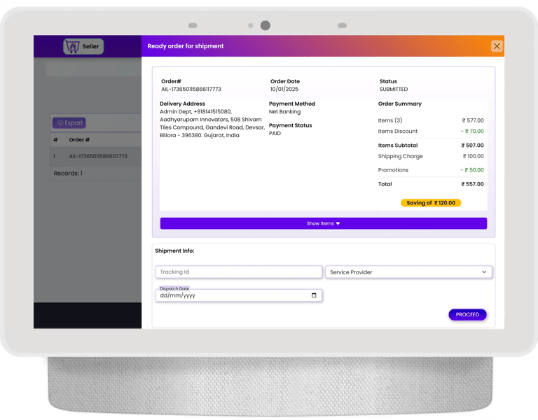 Aadhyarupam Seller solution - Order Management System