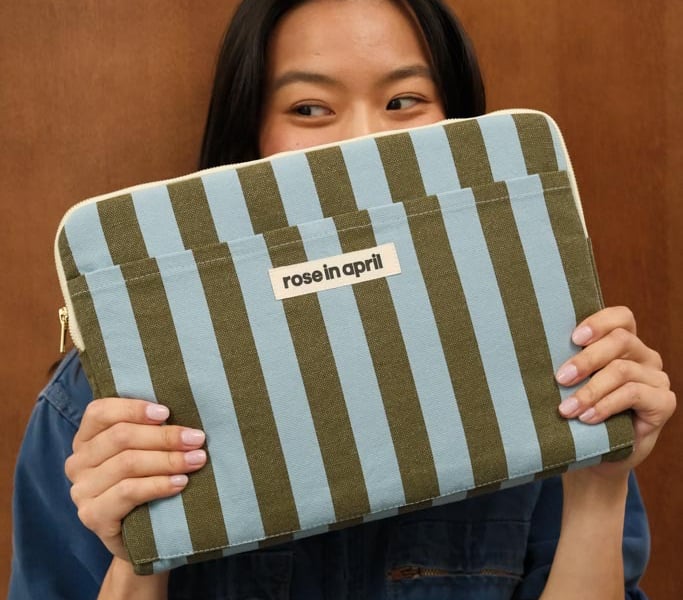 Stripes Olive/Blue LAPTOP SLEEVE 13/14