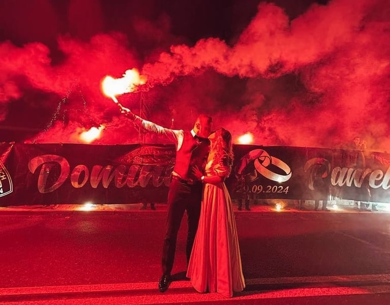 baner pirotechnika na wesele imiona nowożeńców efekt wow race morskie