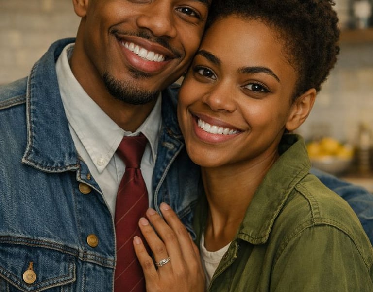 a man and woman standing in a kitchen