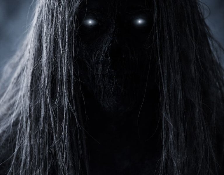 a creepy looking black and white photo of a creepy looking faceless person