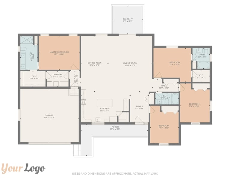 2D real estate floor plan showing room layout for a Philadelphia property