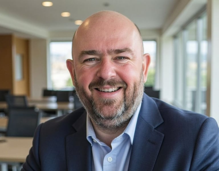 Rick Muller in a suit and a blue shirt