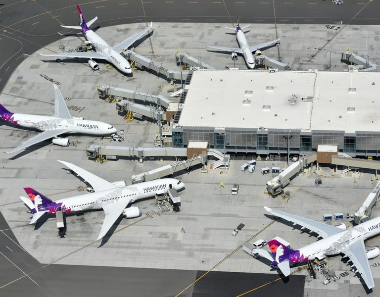 Hawaiian Airlines jets at Honolulu Airport