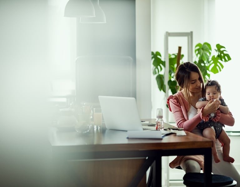 Stay at home mom setting up an online store or service website