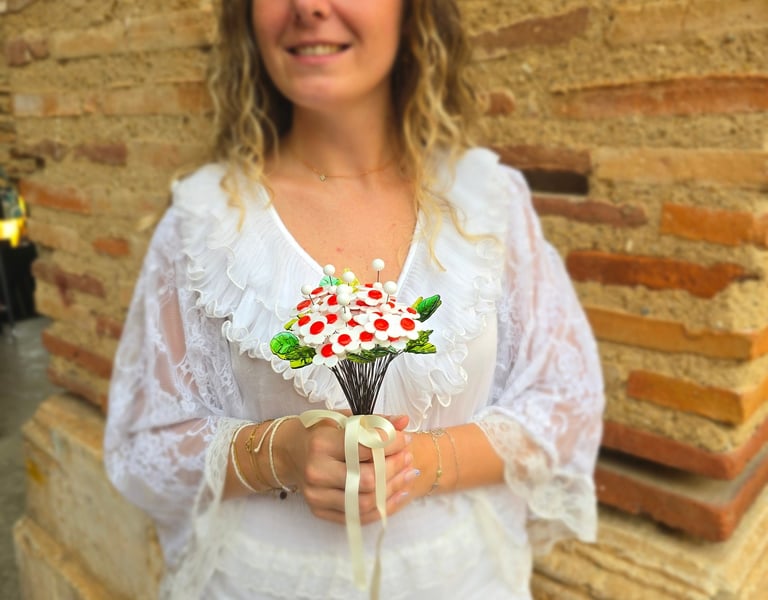 Bouquet de fleur éternelle en verre de Murano