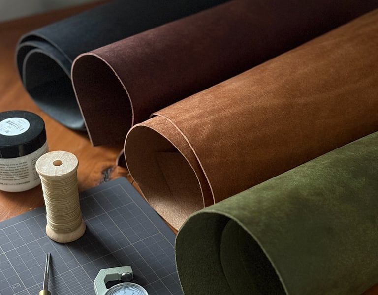 Pueblo Leather hides, Tan, Olive, Black, Dark Brown