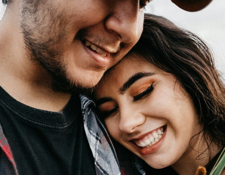 woman and man sharing a genuine moment of deep connection and love
