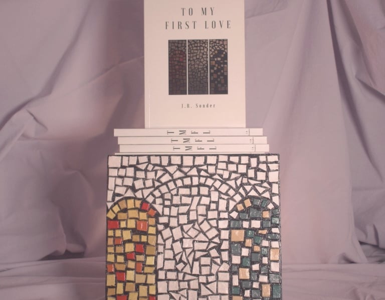 The mosaic that J.R. Sonder made for her book, To my First Love (TMFL).