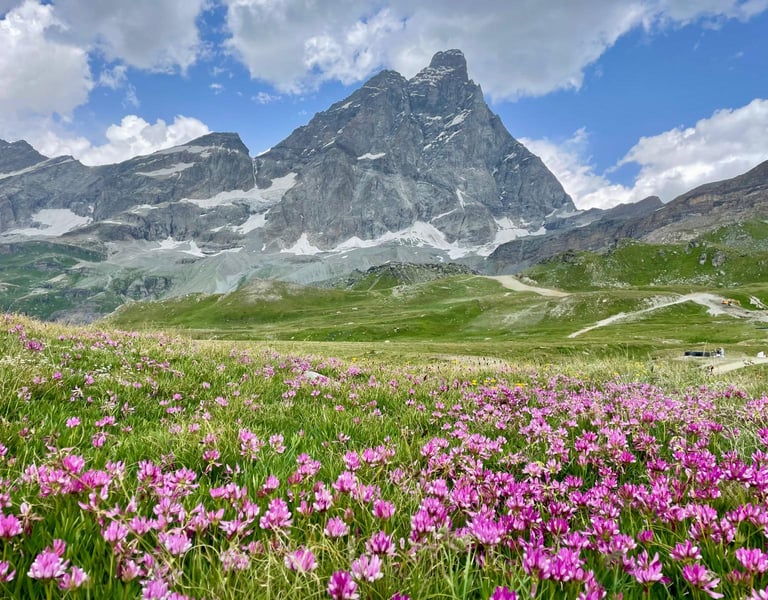 Matterhorn viewed from Breuil-Cervinia, starting point of the M2M gravel bike tour