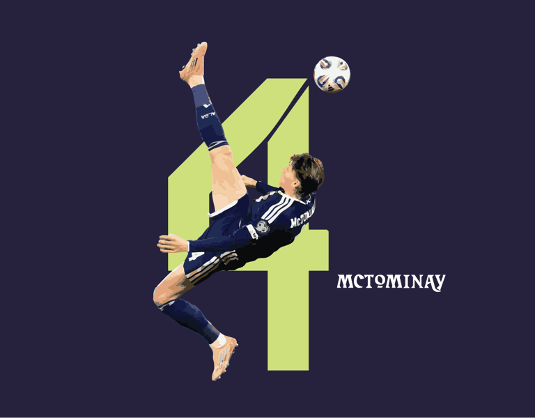 Scott McTominay scoring a world record breaking bicycle kick for Scotland's first goal 
