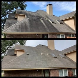 Before and after shingle roof restoration in the Tierra Del Sol community Land O' Lakes