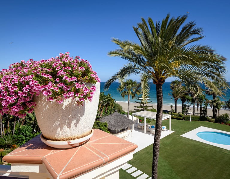 Mediterranean gardens at beachfront villa Marbella