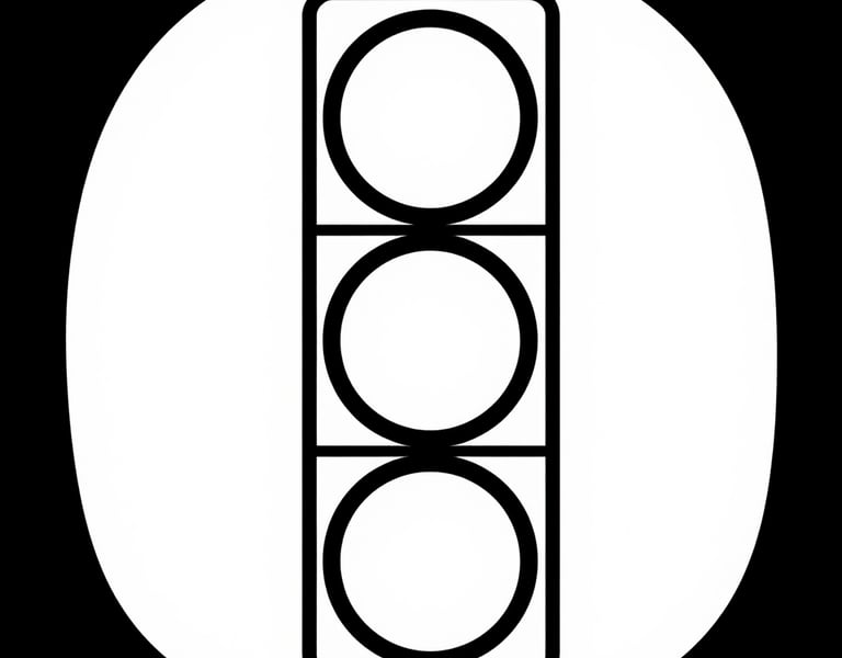 A vertical row of three white circles stacked on a solid black background.