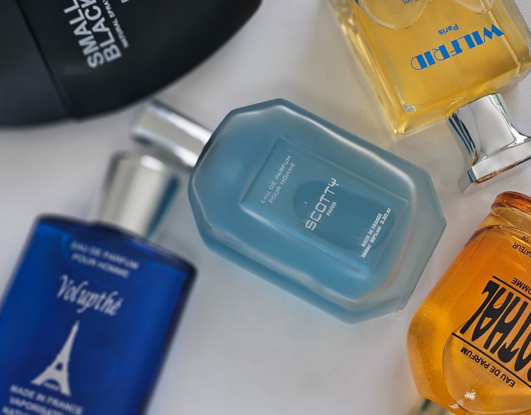 a variety of perfumes and perfume bottles