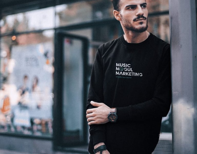 Model wearing branded clothes