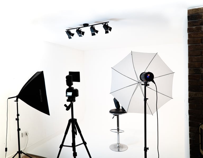 a photo of a studio setup up for a photo shoot