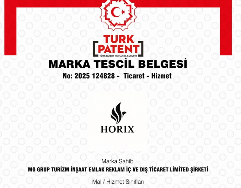 HORIX trademark registered in Turkey registration number 2025 124828