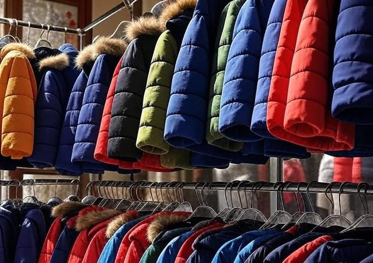 a bunch of winter clothes hanging on a rack of the  ZERO DC Store 