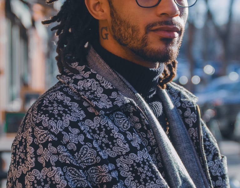 Man wearing classic black frames