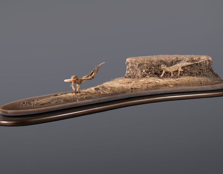 Habitat diorama made by Sebastian brand showing two eudibamus chasing one another