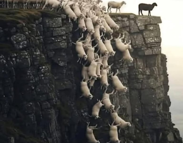mouton noir sort de la masse
