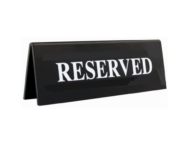 Black Acrylic Reserved Sign for Tables & Counters