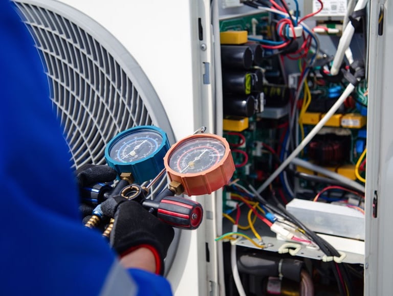 Our engineer doing pressure and maintenance checks