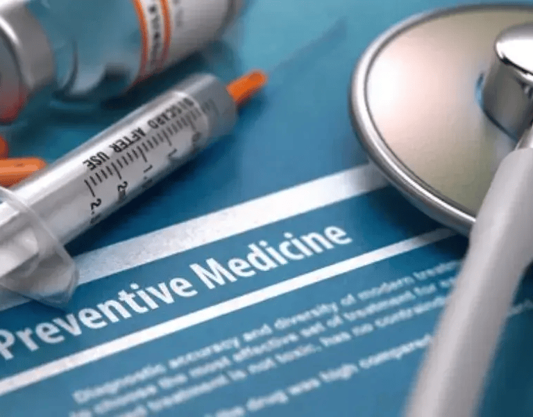 image of peptide syringe, text 'preventative medicine'