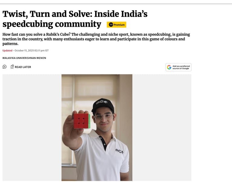 Medhansh Seth on the front page of the Hindu